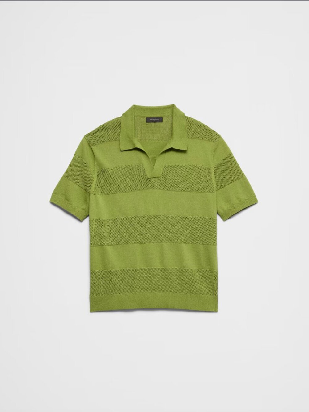 Banana Republic Mesh Striped Sweater Polo, Willow Green, Medium, EUC